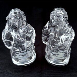 Vintage Gorham Crystal Holiday Traditions Santa Salt & Pepper Shaker‎ Set